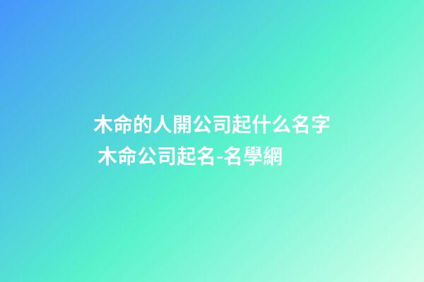木命的人開公司起什么名字 木命公司起名-名學網-第1張-公司起名-玄機派
